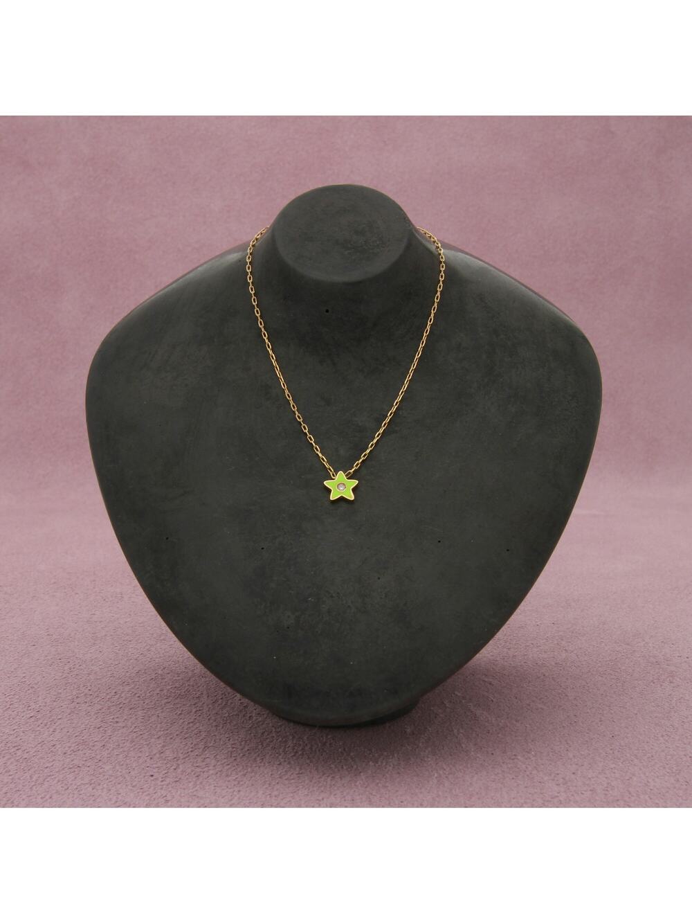 bony levy 18k yellow gold icon diamond green enamel star necklace size 18in